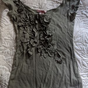 Olive/sage green petal/flower T